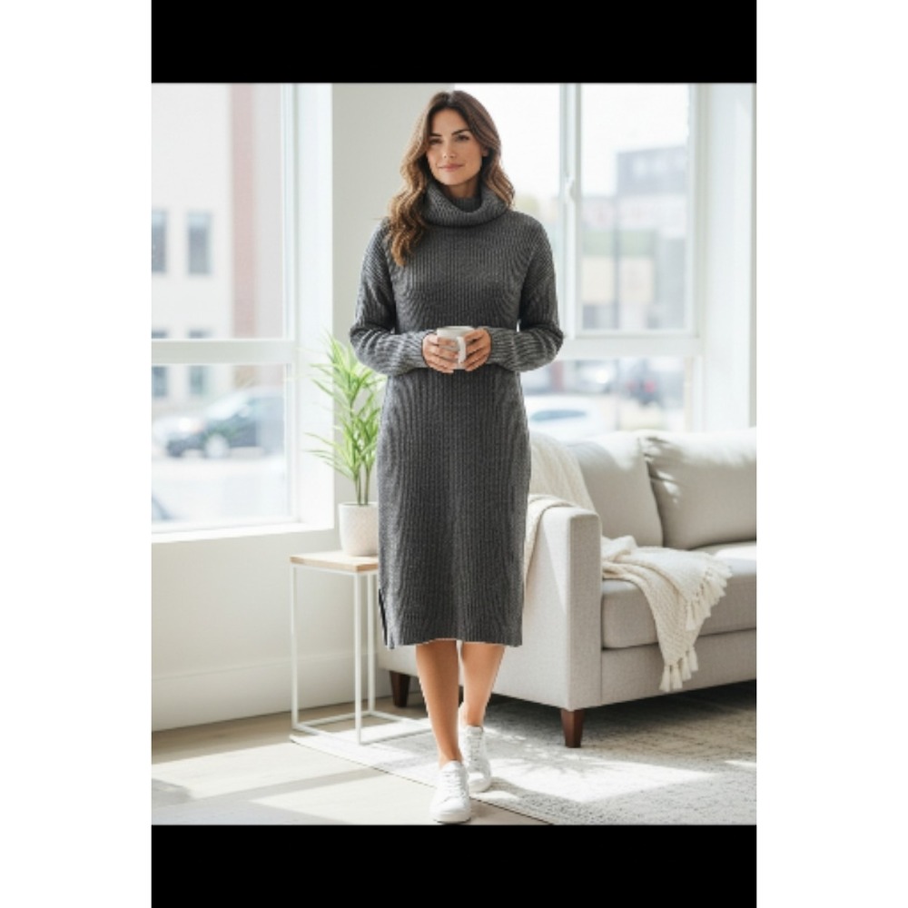Old Navy Women's Gray Knit Cowl Neck Long Sweater Dress Small